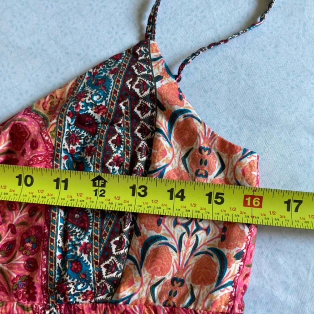 Old Navy Vibrant Red and Pink Patterned Midi Dress - Picture 8 of 8